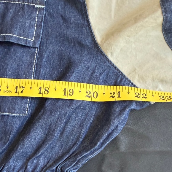 Loragal Denim Colorblock Jumpsuit Balloon Leg Utility Romper No Size (M/L) - Picture 6 of 8